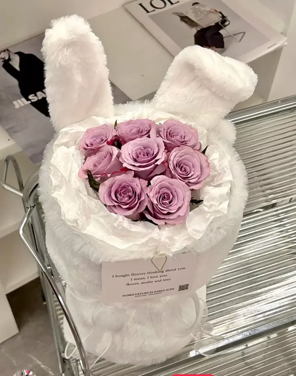 Purple Roses Bunny Bouquet 03