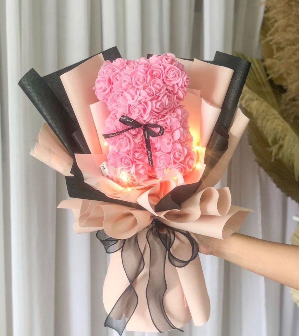 Valentine Pink Bear Bouquet