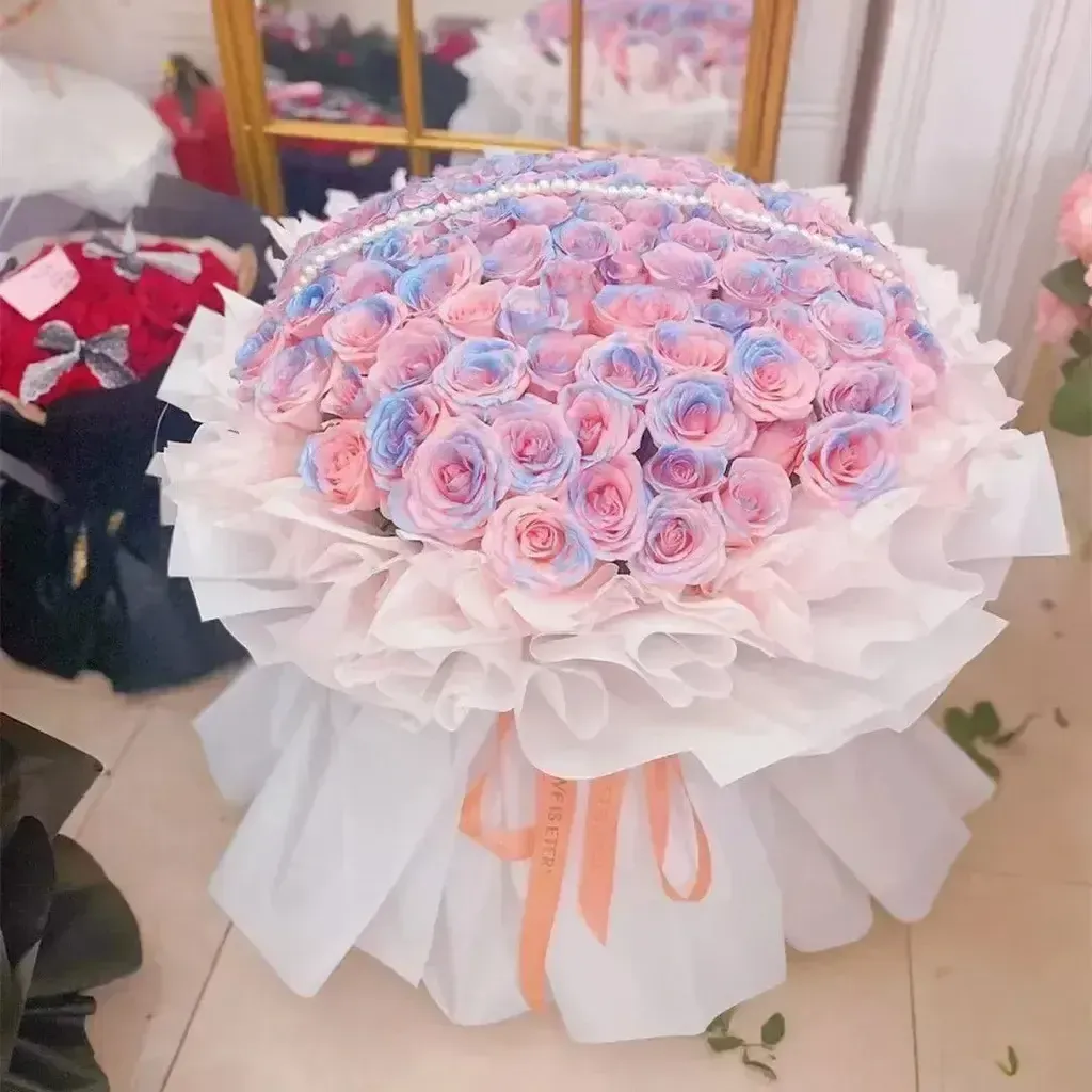 Valentine’s Day 99 Pink Blue Roses